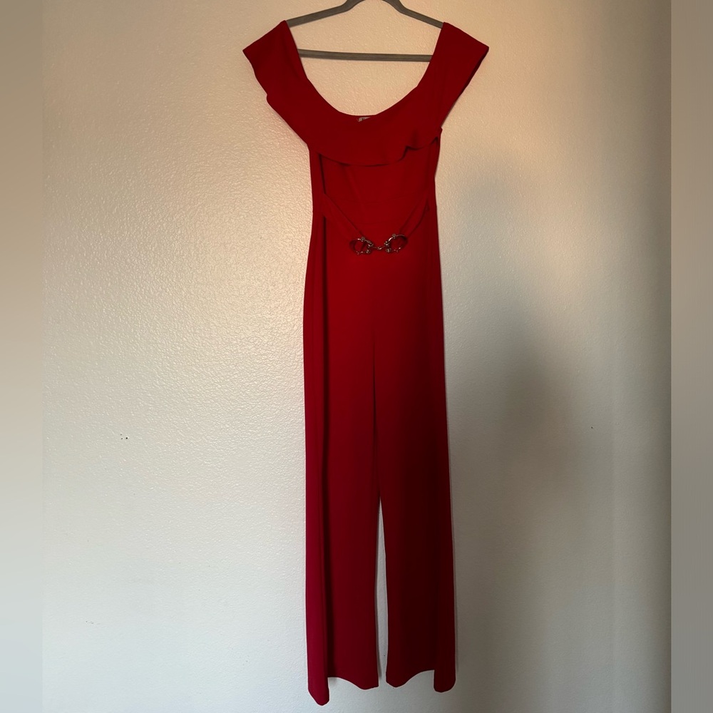 Red Off the Shoulder Jumpsuit ❤️